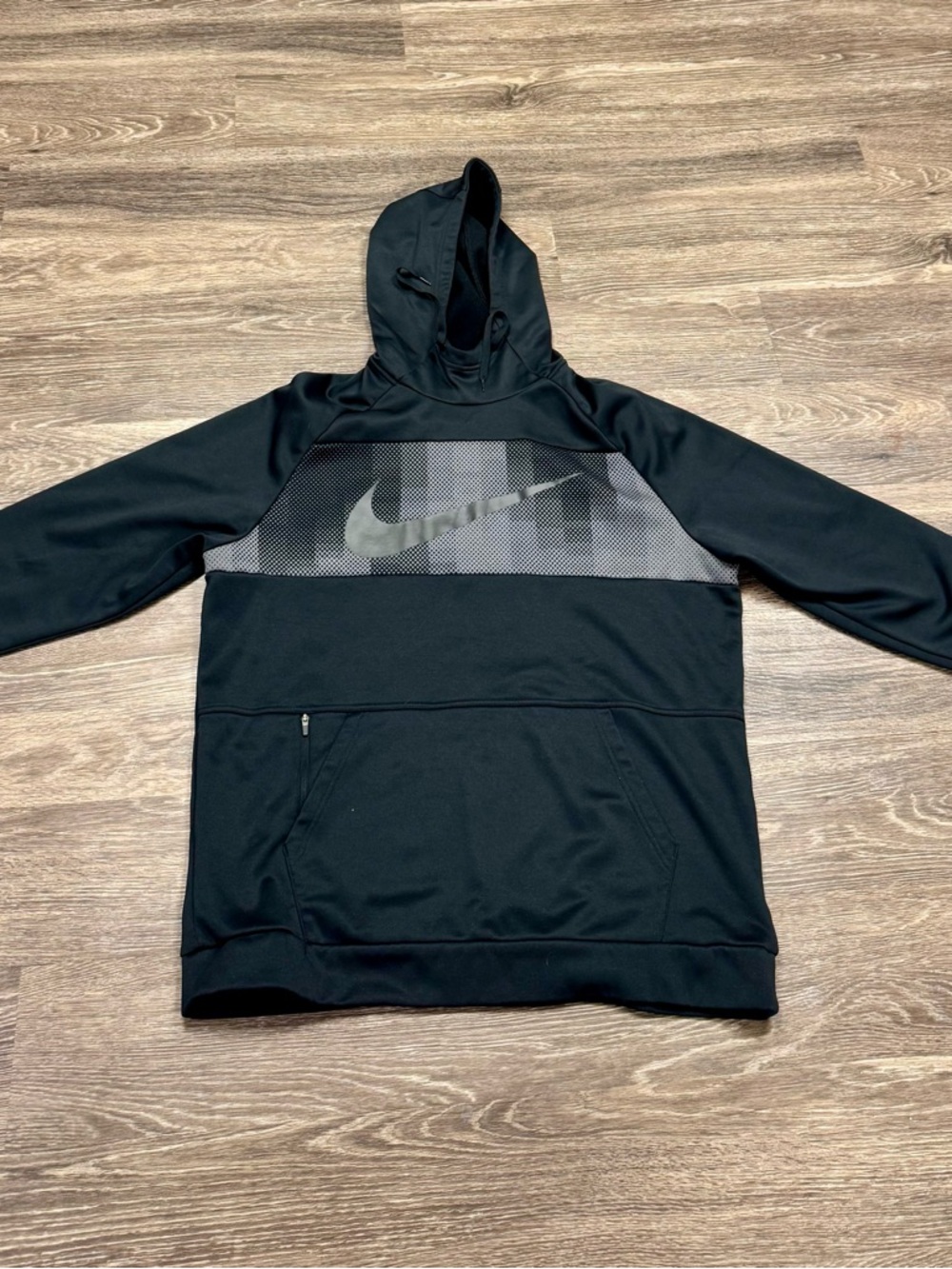 Nike Dri-FIT Hoodie XL Black Swoosh Pullover Athletic Sweatshirt